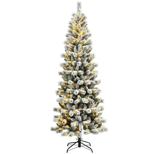 FauxMart.com Christmas tree with 9 lighting modes and snow-covered branches on black stand
