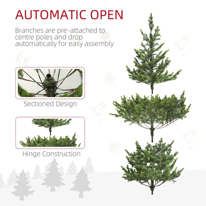 Sparse artificial Christmas tree with automatic open feature for easy assembly and sectioned design
