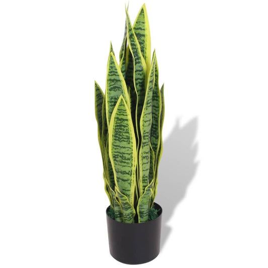 Lifelike fake sansevieria with pot, featuring vibrant green and yellow leaves, ideal for home decor