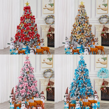 Colorful Faux Pine Christmas Tree 6FT with festive decorations and gifts around the base