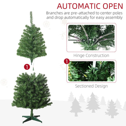 Holiday decor LED Christmas tree with automatic open branches and sectioned design for easy assembly