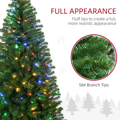 Holiday decor LED Christmas tree with 584 branch tips and colorful LED lights for a full realistic appearance