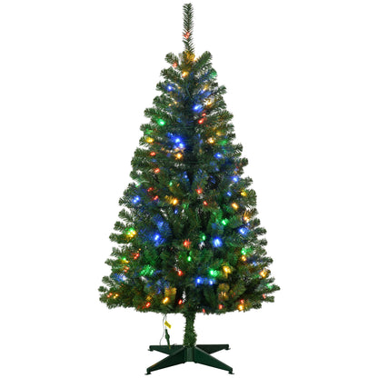 Holiday decor LED Christmas tree with multicolor lights and green branches on a stand