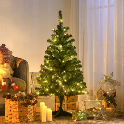 Holiday decor LED Christmas tree with warm white lights surrounded by wrapped gifts and holiday decorations