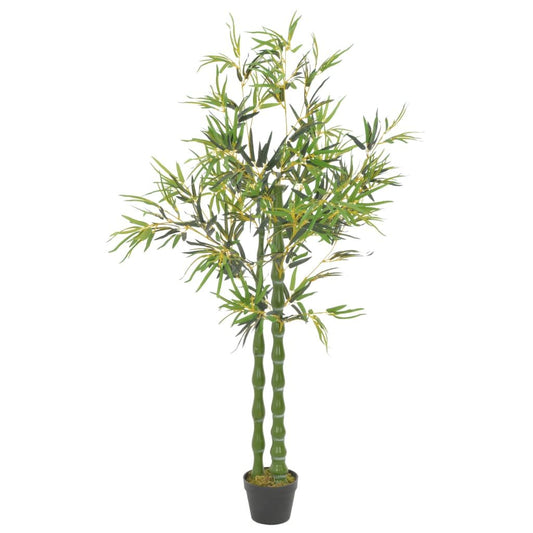 Elegant indoor faux green bamboo decor in a modern pot, adding a touch of nature to any space
