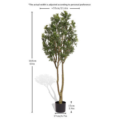 Large artificial plants in a decorative pot, designed for home or office decor with a height of 63 inches