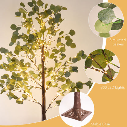 Lighted artificial olive tree with simulated leaves 300 LED lights and stable base from FauxMart.com