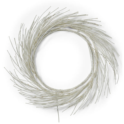 White textured lighted paper wreath with delicate branch design for seasonal home decor