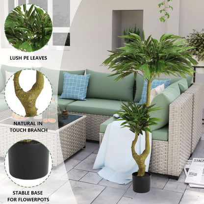Lush long artificial plants for indoors with realistic leaves and stable base for flowerpots