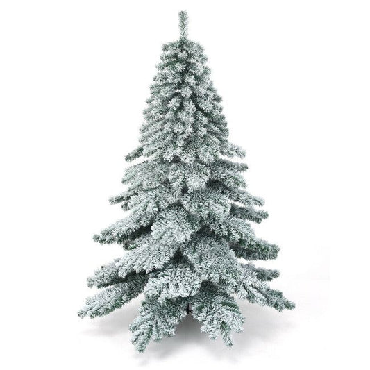 6 foot snow flocked Christmas tree with dense white snowy branches from FauxMart.com