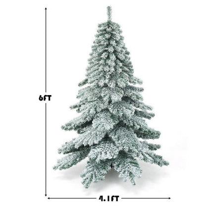 6 foot snow flocked Christmas tree from FauxMart.com with full dense branches and realistic snowy appearance