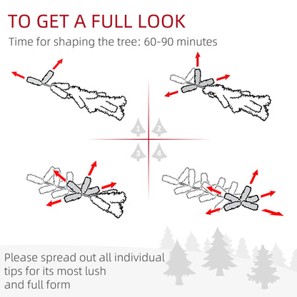 Instructions for shaping and spreading tips on a 9 ft artificial Christmas tree for full, lush look