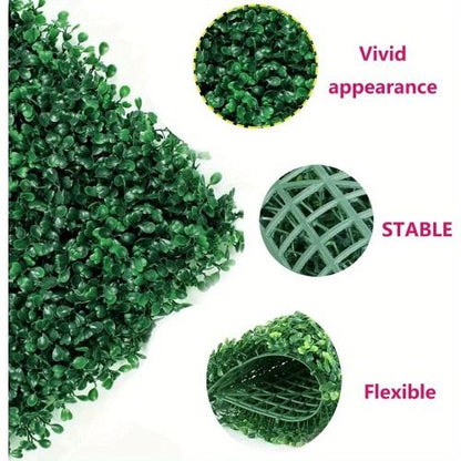 Artificial boxwood wall panels featuring a vivid appearance, flexible design, and stable construction