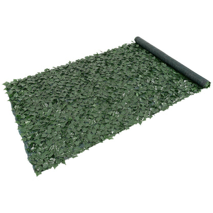 Rolled artificial ivy privacy fence with dense green leaves for outdoor decoration and privacy