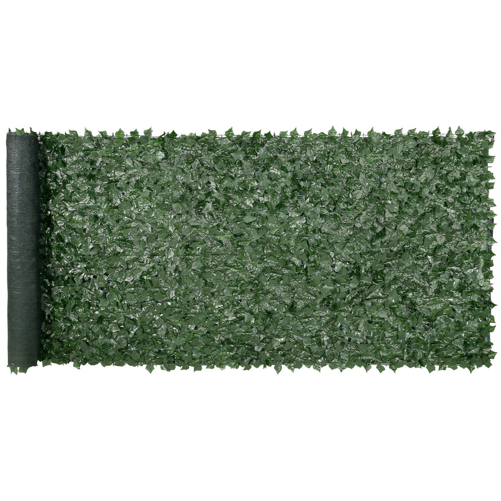 Green artificial ivy privacy fence roll with dense foliage for outdoor privacy and decoration