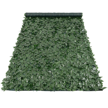 Rolled artificial ivy privacy fence panel with dense green leaves for outdoor privacy and decoration