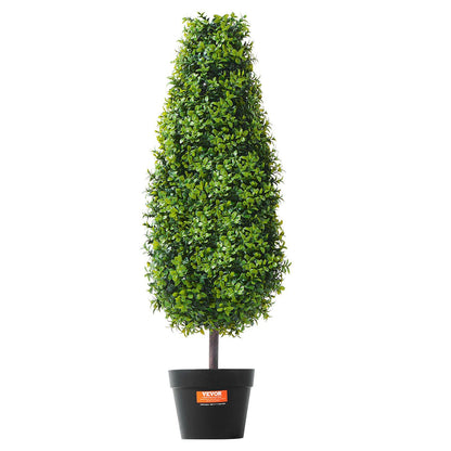 3 foot fake topiary pair with dense green foliage in black planter for elegant home decor