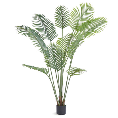 6ft artificial palm tree with lush green leaves in a black pot for indoor home decor