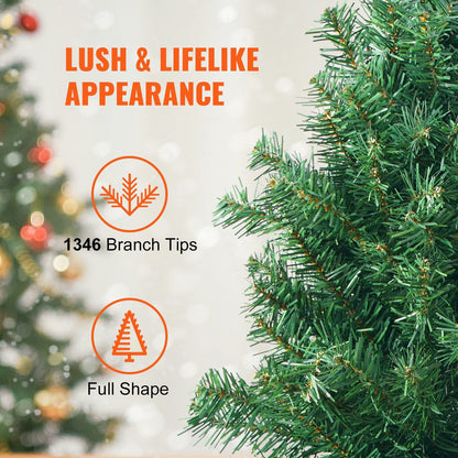 Close-up of 7.5 foot prelit Christmas tree branches showcasing lush and lifelike appearance with full shape