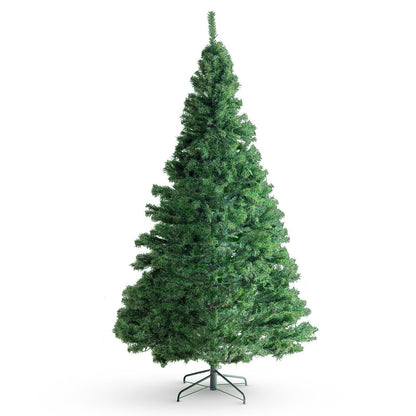 7.5 foot prelit Christmas tree with green branches on metal stand from FauxMart.com