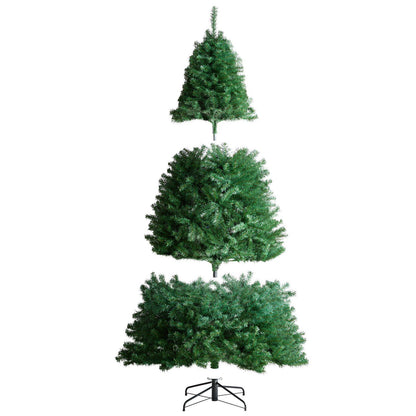 FauxMart.com 7.5 ft artificial Christmas tree in three separate green sections with metal stand