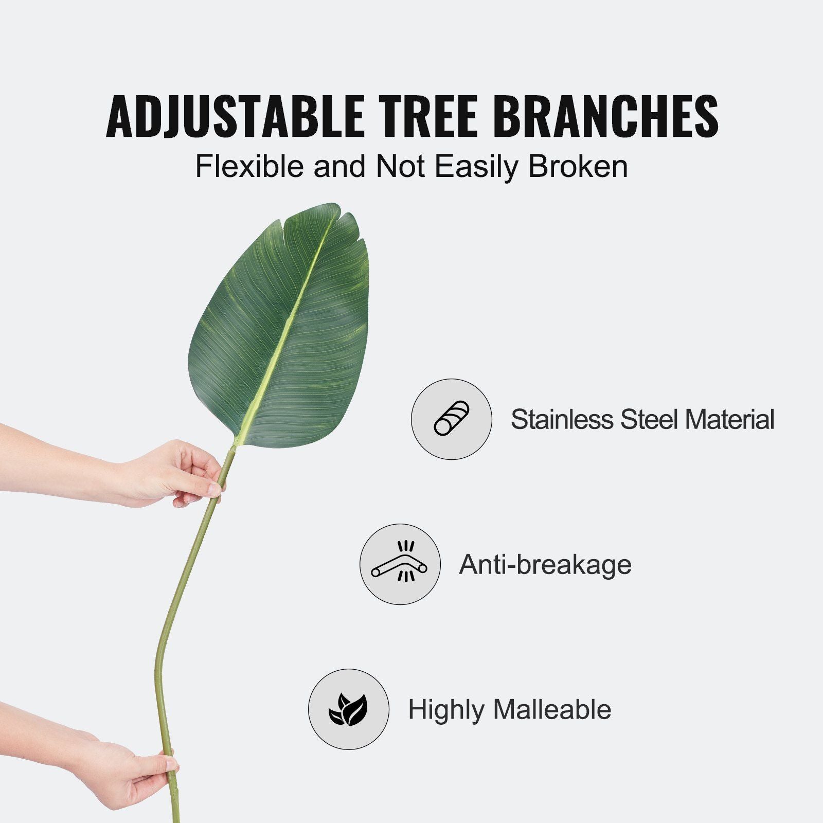 Adjustable flexible branch of artificial birds of paradise tree with stainless steel material and anti-breakage