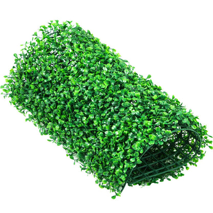 Roll of artificial boxwood hedge panels with dense green leaves for outdoor or indoor decoration