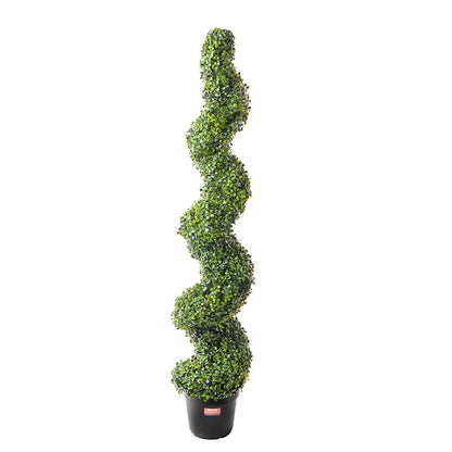Tall artificial boxwood topiary tree set spiral shape in black pot for indoor or outdoor decor