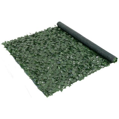 Rolled artificial ivy privacy fence panel with dense green leaves for outdoor decor and privacy