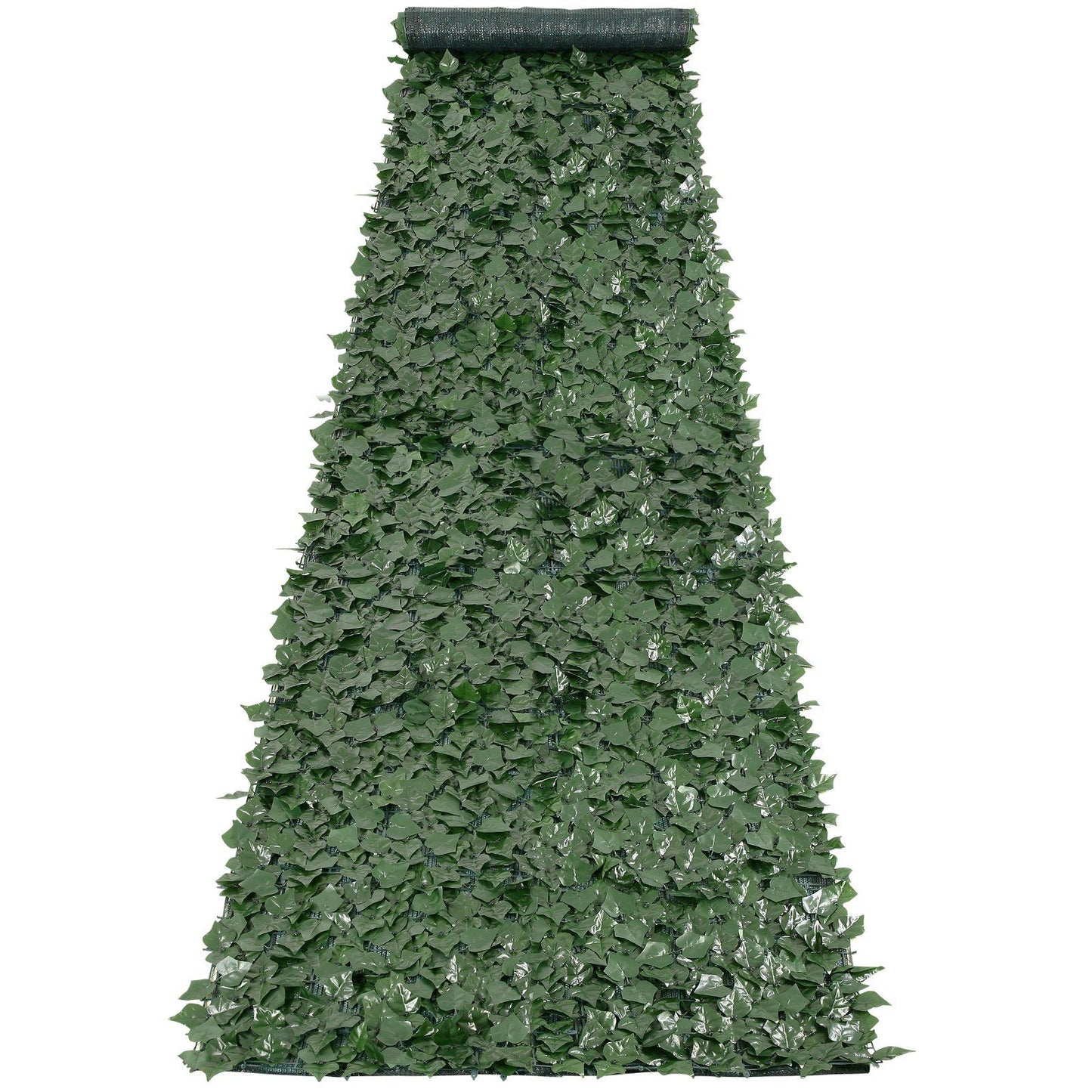 Green artificial ivy privacy fence screen roll with dense foliage for outdoor privacy