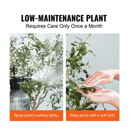 Low-maintenance care instructions for artificial olive tree 5ft with spraying and wiping leaves gently