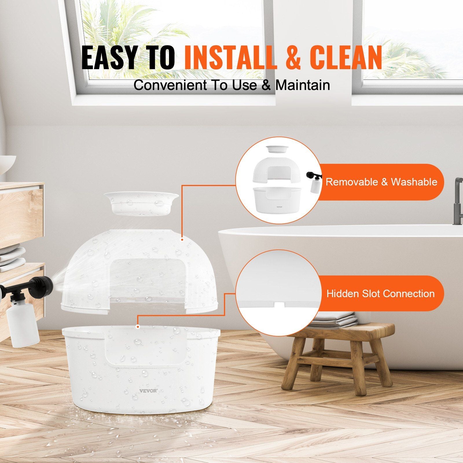 Modern artificial plant litter box for cats with removable washable components for easy cleaning