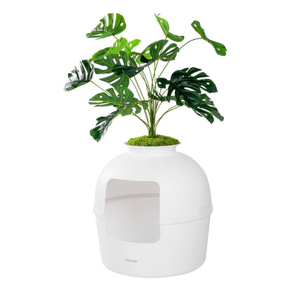 FauxMart artificial plant litter box for cats with a decorative leaf design on top