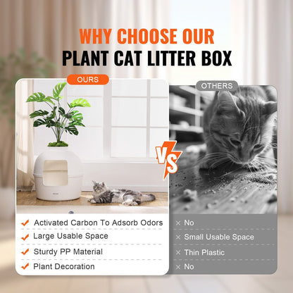 Stylish artificial plant litter box for cats designed with activated carbon to absorb odors and enhance decor