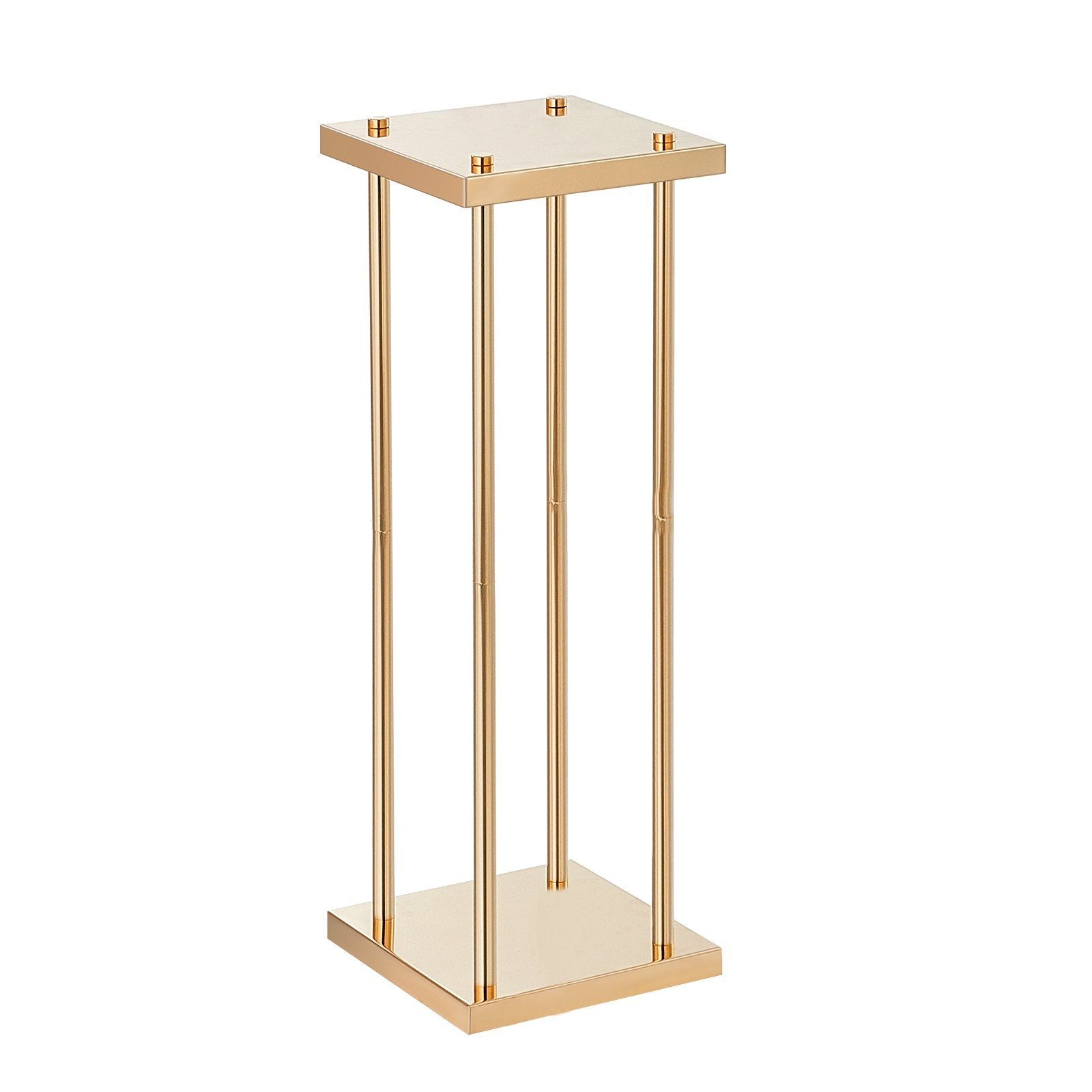 Gold metal wedding flower stands with modern design and four vertical rods by FauxMart.com