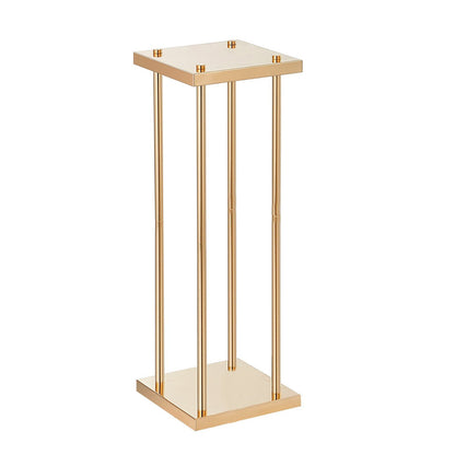 Gold metal wedding flower stands with modern design and four vertical rods by FauxMart.com