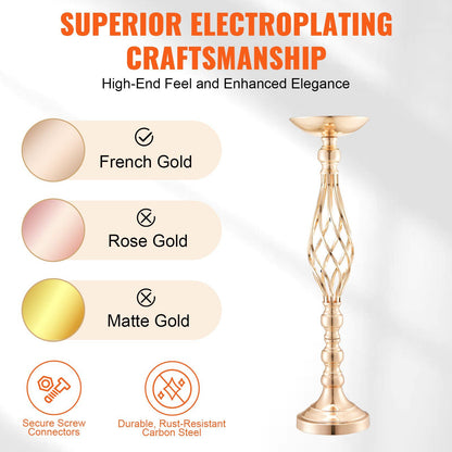 Elegant gold wedding table flower stand with superior electroplating and durable rust-resistant carbon steel
