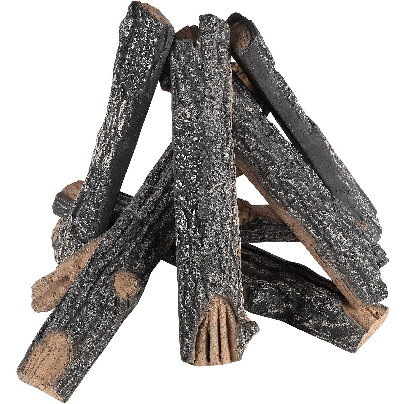 Realistic oak gas fire logs set with detailed bark texture and natural wood appearance