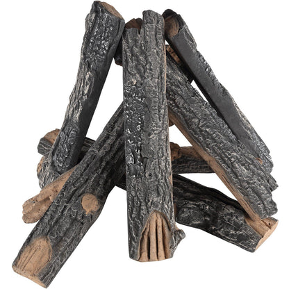 Realistic oak gas fire logs set with detailed bark texture and natural wood appearance