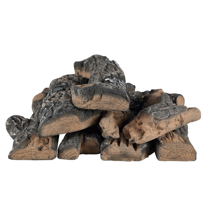 Realistic oak gas fire logs set with detailed charred and textured wood appearance