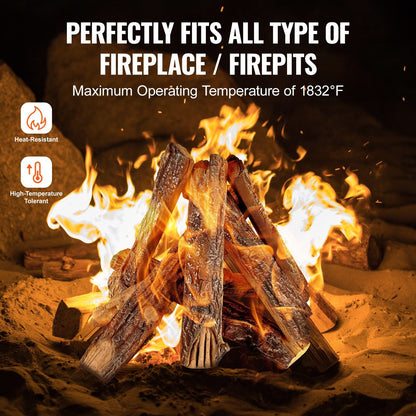 Realistic oak gas fire logs set burning with bright flames in a fireplace or firepit setting