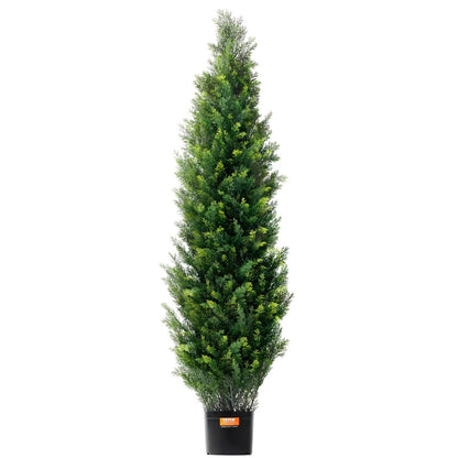 Tall green UV resistant faux plants outdoor in black pot for garden or patio decoration