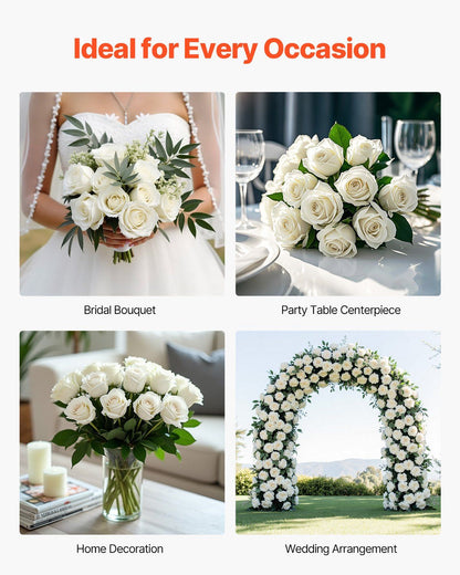 White artificial roses bouquet used in bridal bouquet, party table centerpiece, home decoration, and wedding arrangement