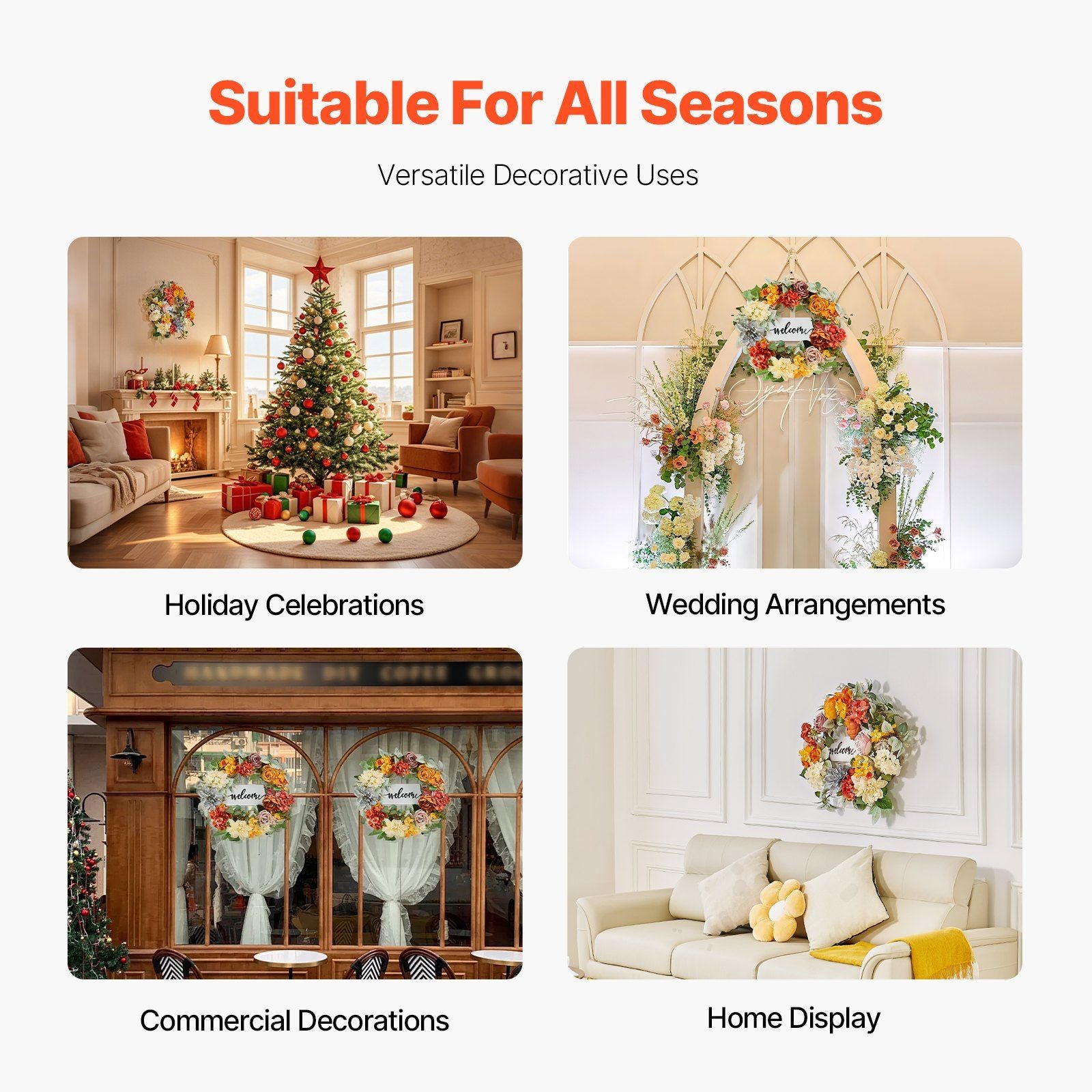 Artificial hydrangea rose wreath used for holiday celebrations wedding arrangements commercial decorations and home display